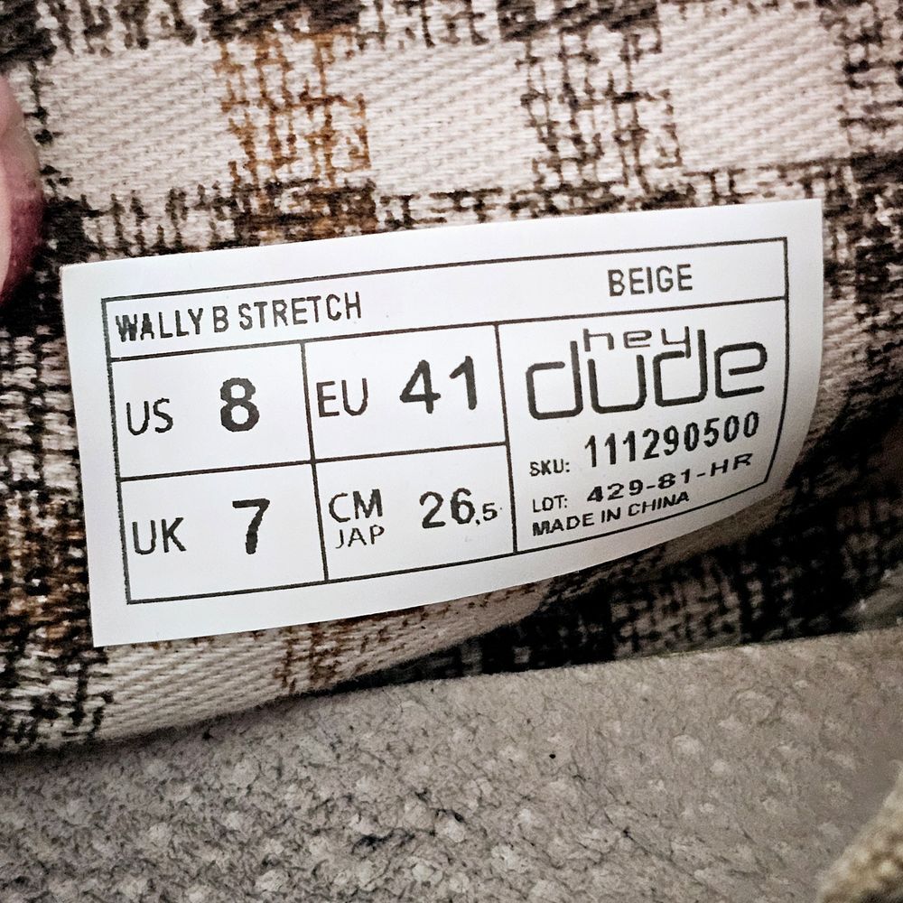Mens Hey Dude Wally B Stretch Beige Canvas Loafers Shoes 8‎ Gorpcore Minimalist - Picture 8 of 8